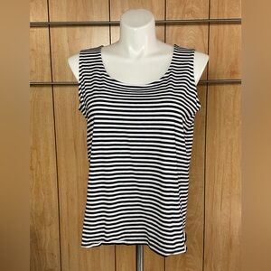 Talbots Classic Black and White Striped Tank Top SZ - 2X